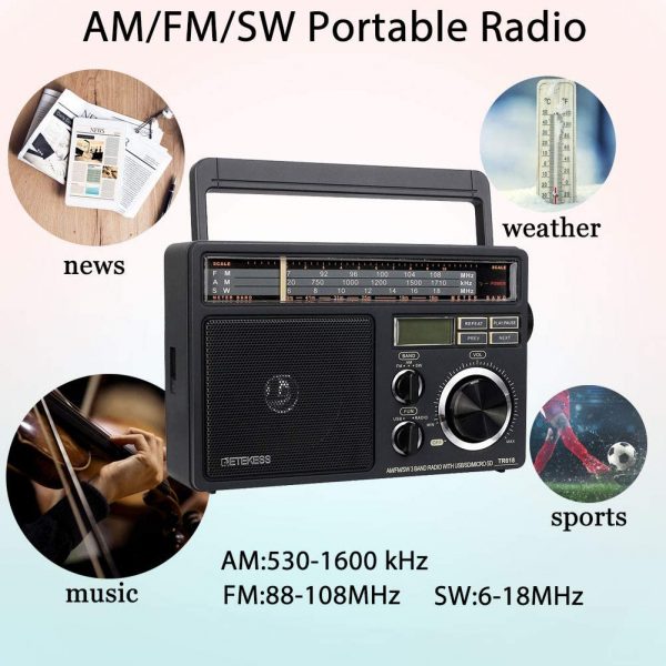 Retekess TR618 Tragbares Radio FM AM SW-Radio