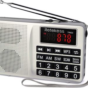 Retekess TR601 Tragbares FM-Radio mit Bluetooth-Lautsprecher 1800mAh Batterie mit Großer Kapazität TF-Karte U-Disk Und Aufnahme Schwarz 