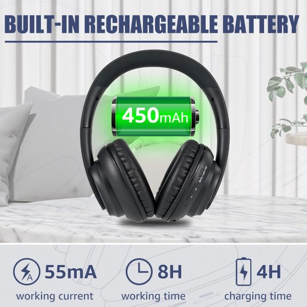 Retekess TA006 Kabellose Kopfhörer für Fernseher, Funkkopfhörer mit Ladestationv, 30 Meter Reichweite, 8 Stunden Akkukapazität Stereo Kopfhörer mit 3.5mm, RCA Eingang, Koaxialkabel, Audioleitung